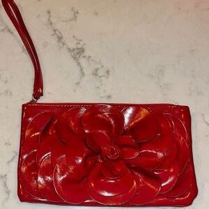 LULU Red Wristlet With Flower Design